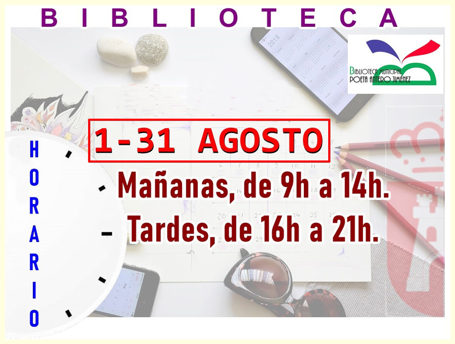 Horario mes de Agosto de la Biblioteca