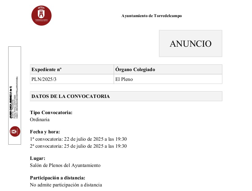 Anuncio de Convocatoria
