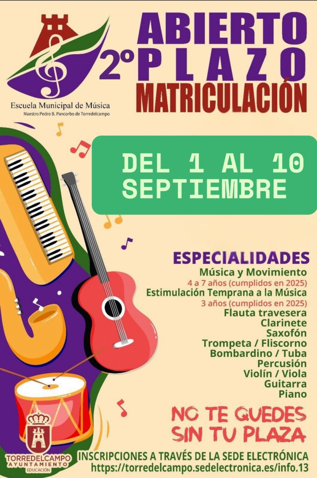 Escuela Municipal de Música - Segundo Plazo de Matriculación