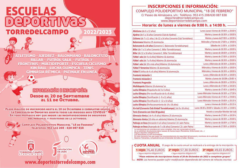 Gran variedad de disciplinas en las Escuelas deportivas 2022-23