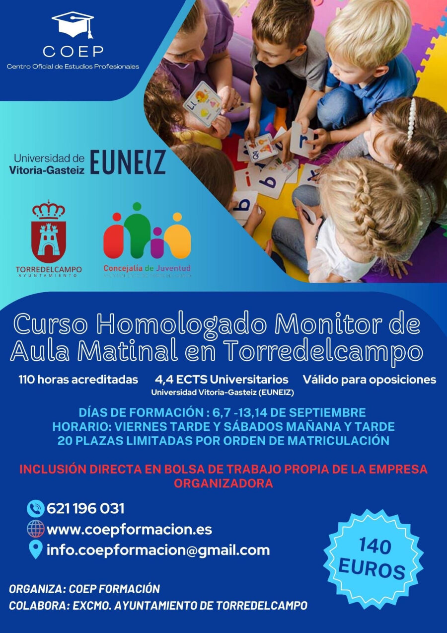 La concejalía de Juventud presenta un nuevo curso de formación para monitores de aula matinal
