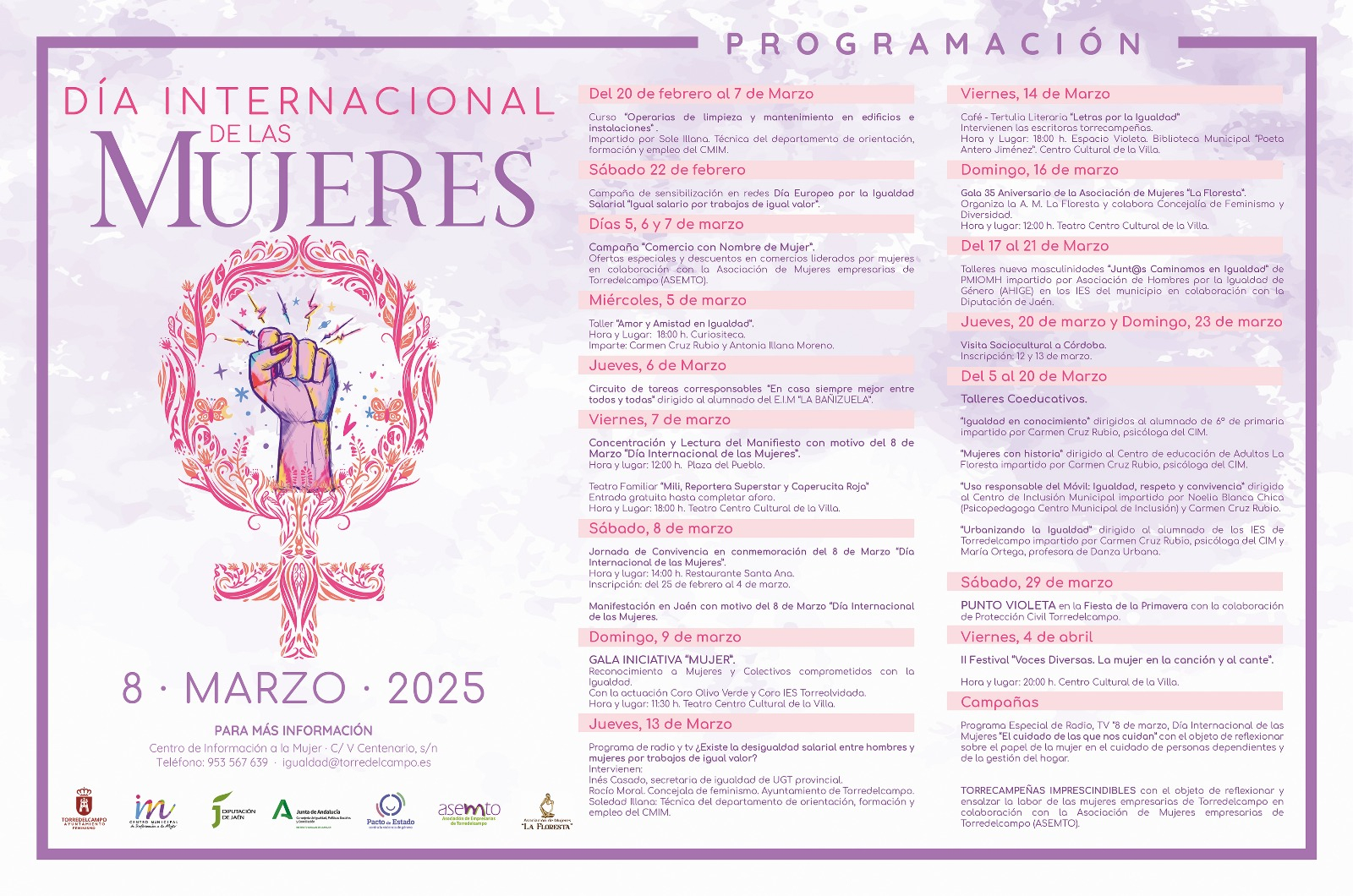 Torredelcampo presenta una amplia programación para conmemorar el 8 de marzo