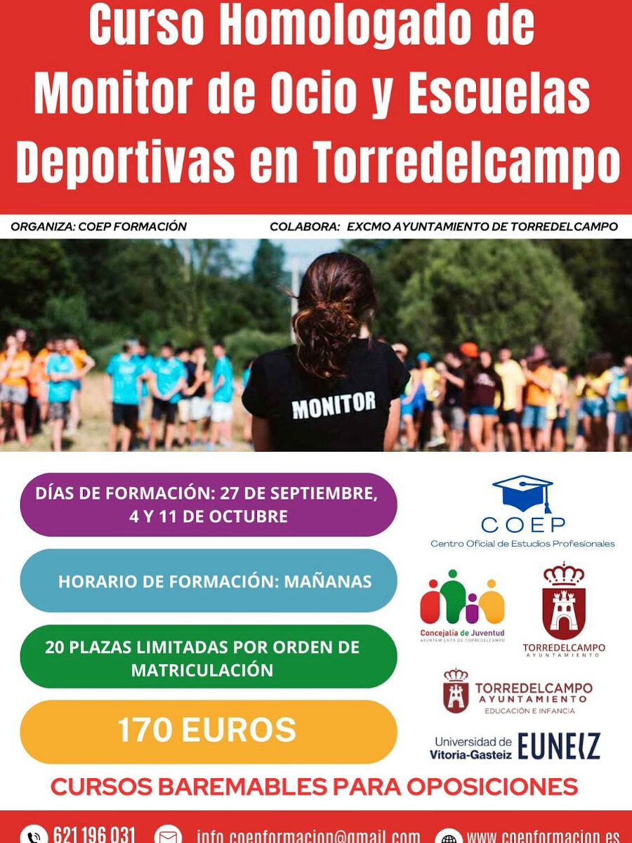 Torredelcampo impulsa una nueva edición del curso homologado de monitor de ocio y escuelas deportivas